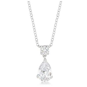 3.76 ct Simulated Diamond Chandelier Pear Pendant, Heavily Plated in Rhodium,NEW